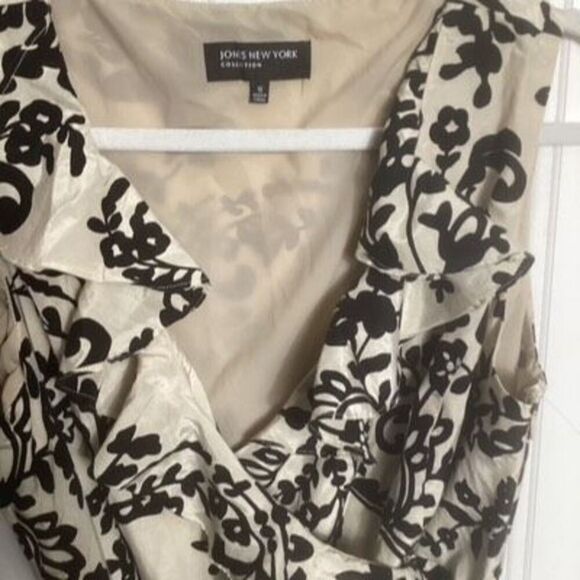 Jones New York Collection Fit Flare Dress Black Crème Sz 12 Sleeveless - Picture 2 of 10